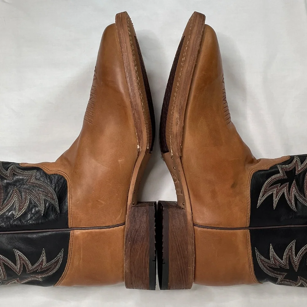 Justin Size 10 EE Caddo BENT RAIL Western SQUARE TOE Boot Copper Brown BR740 - Picture 10 of 12